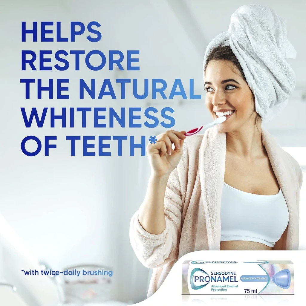 Sensodyne Pronamel Gentle Whitening Toothpaste – 75ml Fluoride Toothpaste to Strengthen Enamel, Protect Against Acid Wear, Restore Natural Whiteness & Keep Breath Fresh - Damoo