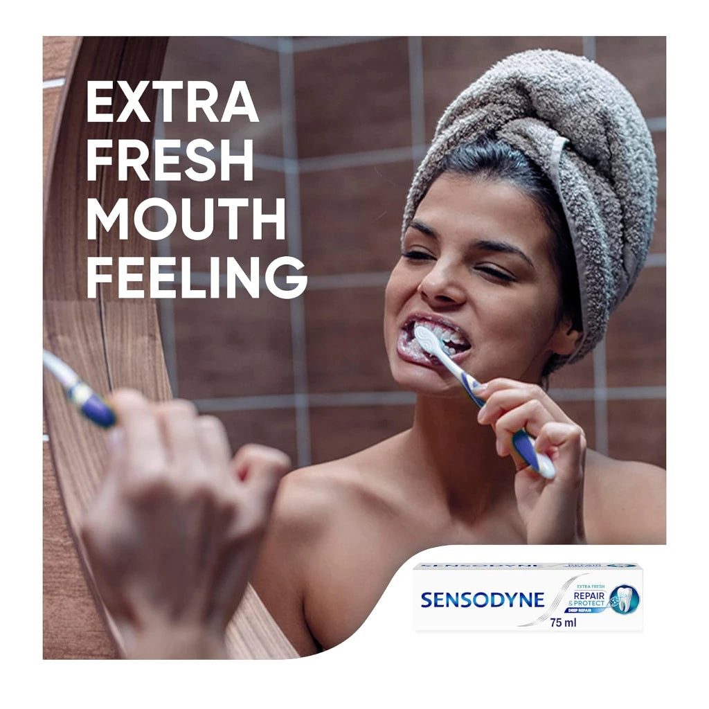 Sensodyne Repair & Protect Deep Repair Toothpaste 75ml – Extra Fresh | Clinically Proven Relief for Sensitive Teeth with NovaMin Technology - Damoo