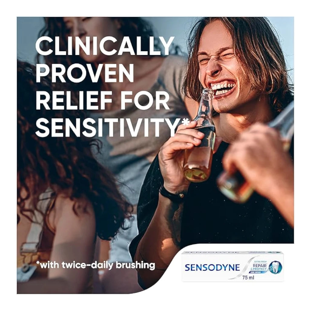 Sensodyne Repair & Protect Deep Repair Toothpaste 75ml – Extra Fresh | Clinically Proven Relief for Sensitive Teeth with NovaMin Technology - Damoo