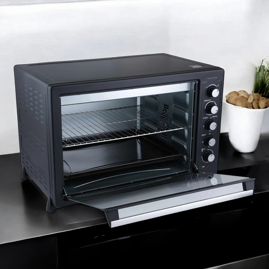 Sonashi 100L Electric Oven with 2800W Power, Auto Shut-Off, Temperature Control, Timer, Rotisserie & Stainless Steel Heating – Countertop Oven for Professional Use – STO-734 - Damoo