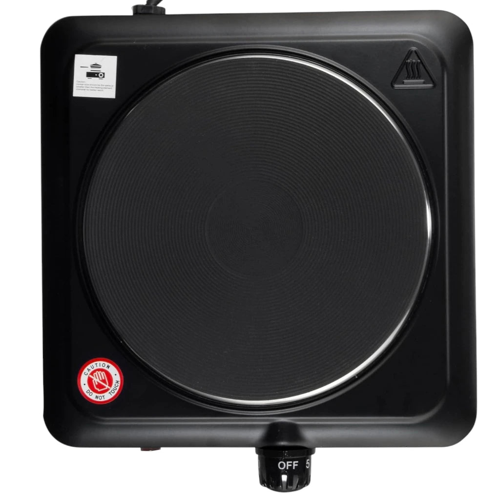 Sonashi 1500W Single Electric Hot Plate – Adjustable Temperature Control, Non-Slip Feet, Auto Thermostat, Compact & Portable for Home, Office & Travel – Black - SHP-612N - Damoo