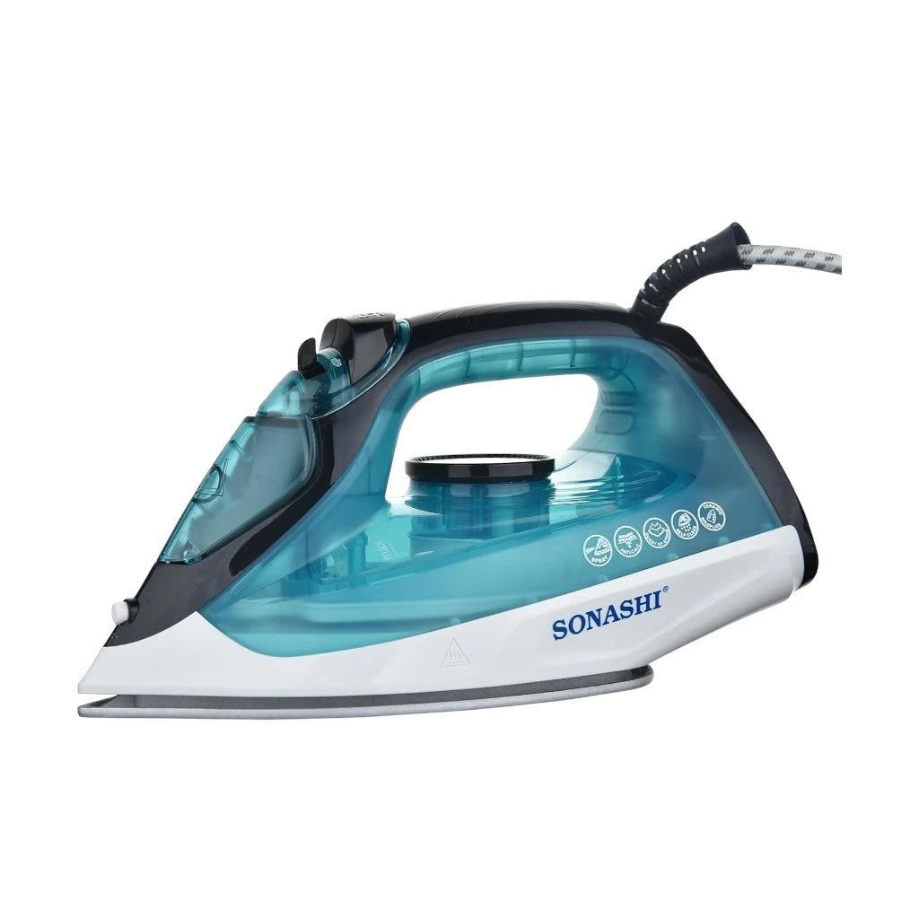 Sonashi 1800W Steam Iron – Ceramic Soleplate, Spray & Burst Steam Functions, Adjustable Temperature Control, Self-Cleaning, 220ml Water Tank – Blue/White - SI-5081C - Damoo