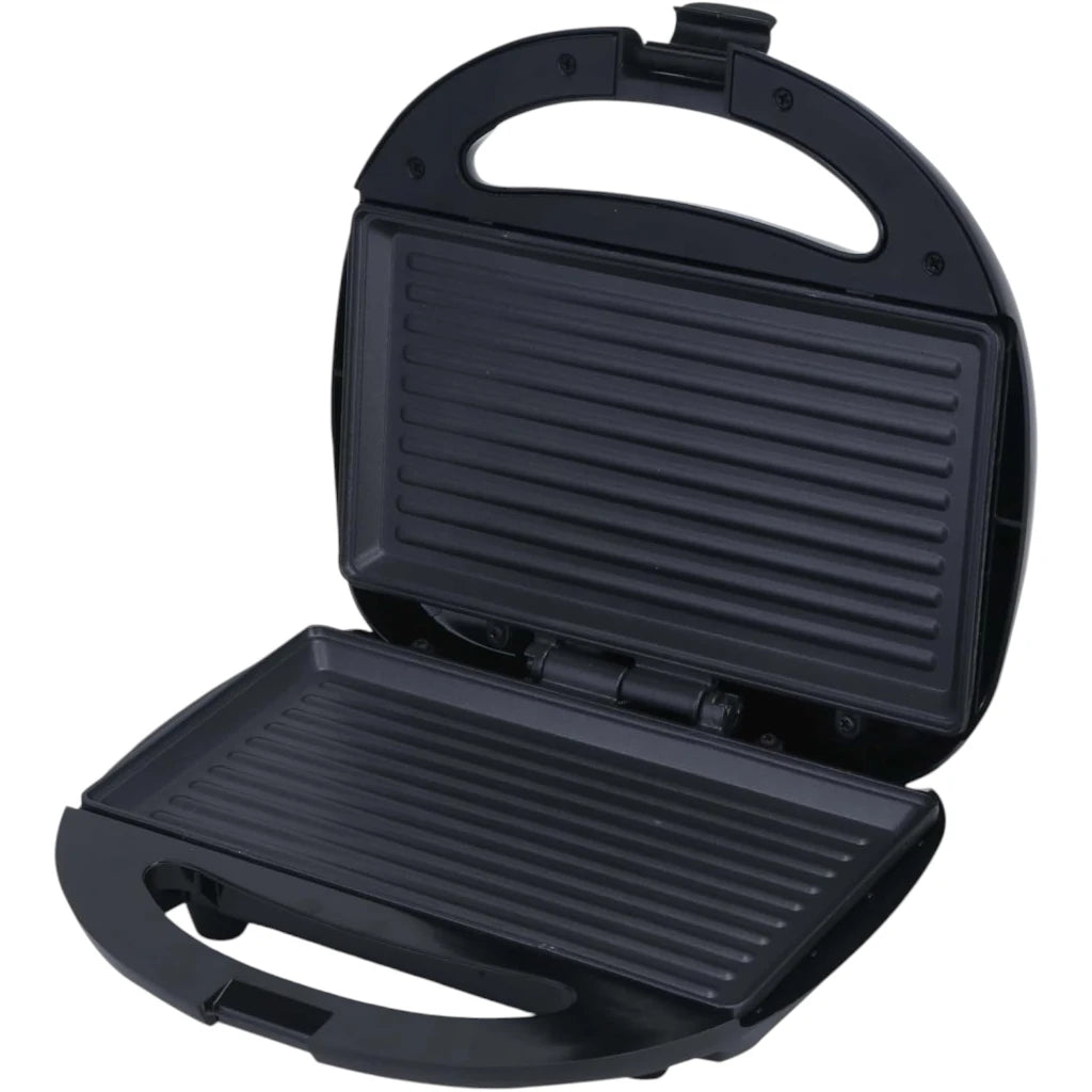 Sonashi 2-Slice Grill Sandwich Maker SGT-883 – Non-Stick Coated Plates, 750W, Stainless Steel Finish, Cool Touch Handle, Overheat Protection, Indicator Lights – Black/Silver - Damoo