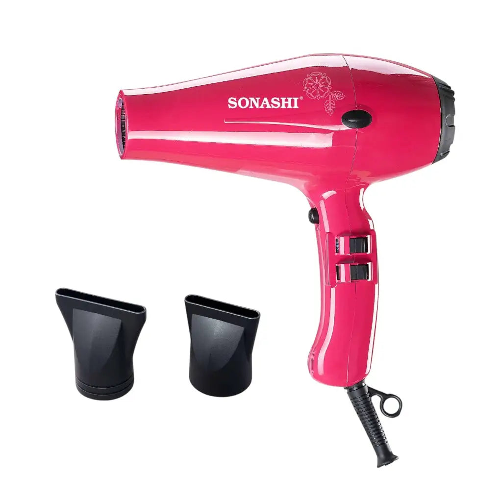 Sonashi 2000W Hair Dryer – Pink | AC Motor with Cool Shot, 2 Heat & Speed Settings, Fast-Drying Nozzle, Lightweight for Travel & Daily Use | For All Hair Types | SHD-3031 - Damoo