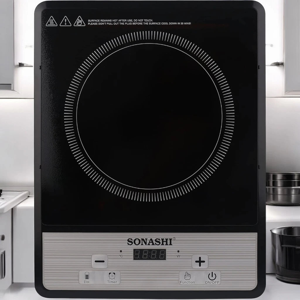 Sonashi 2000W Infrared Ceramic Cooker – Portable Electric Cooktop with Timer, Touch Controls, Adjustable Power Levels, Safety Features & Digital Display – Compact Black Design - SIS-014C - Damoo