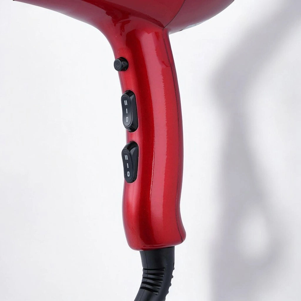 Sonashi 2000W Professional Hair Dryer for Men & Women – AC Motor, 2 Heat & Speed Settings, Cool Shot, Hot/Cold Wind, Nozzle Attachment, Lightweight & Ergonomic Design – Red/Black Glossy | SHD-3032 - Damoo