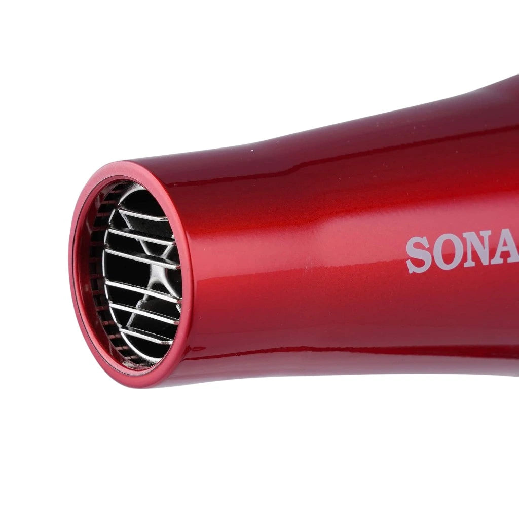 Sonashi 2000W Professional Hair Dryer for Men & Women – AC Motor, 2 Heat & Speed Settings, Cool Shot, Hot/Cold Wind, Nozzle Attachment, Lightweight & Ergonomic Design – Red/Black Glossy | SHD-3032 - Damoo
