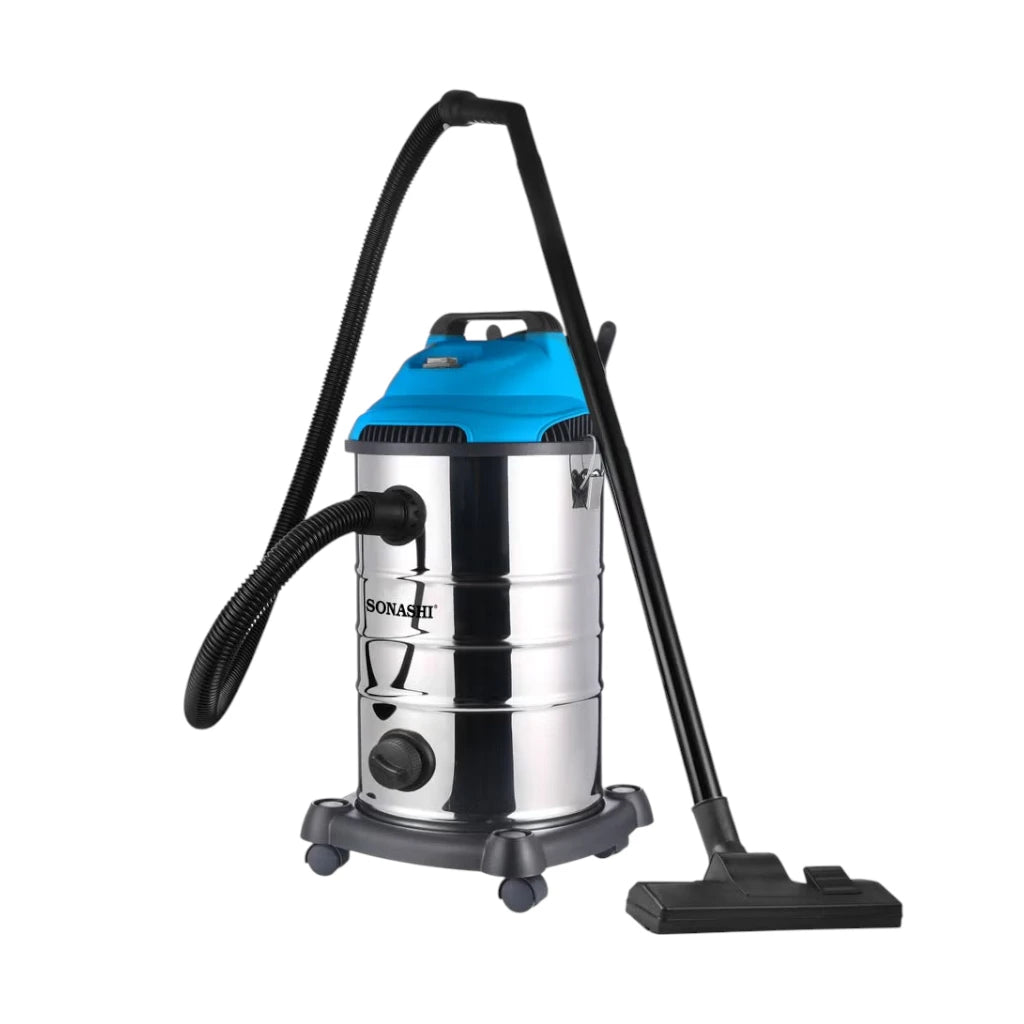 Sonashi 30L Wet & Dry Vacuum Cleaner – 1600W Motor, 20kPa Suction, Multi-Stage Filtration, Blow Function, Overheat Protection, Low Noise – SVC-9030D - Silver - Damoo