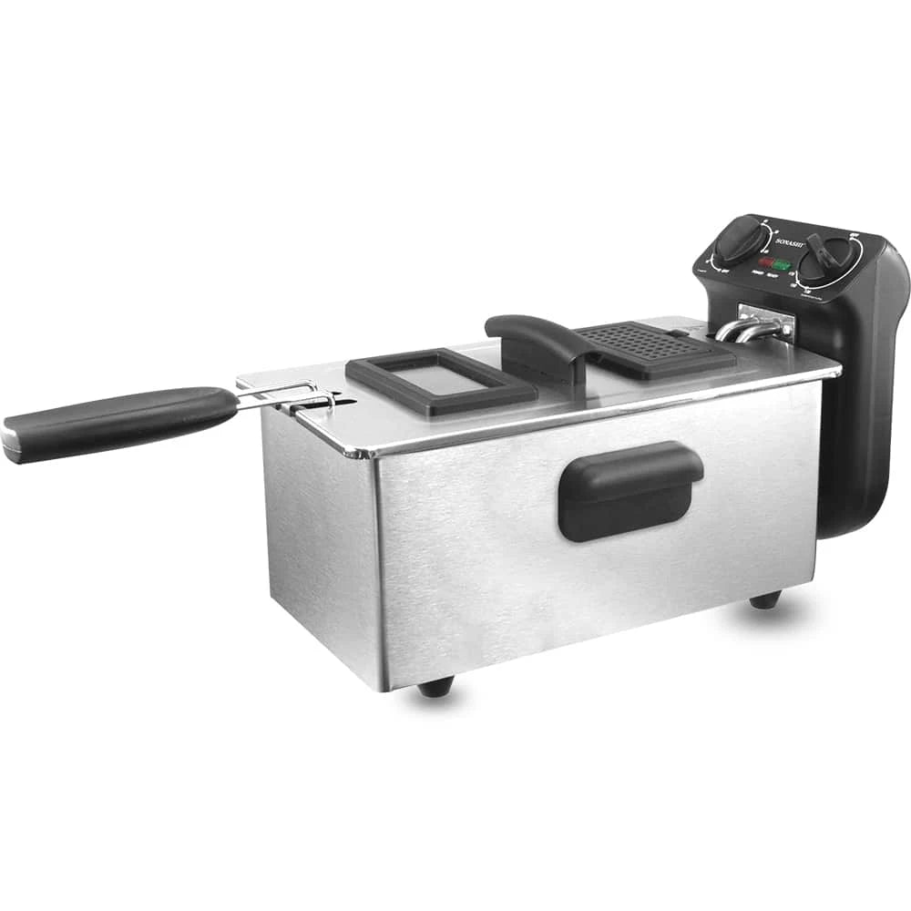 Sonashi 3L Electric Deep Fryer – 2000W | Stainless Steel Housing, Adjustable Thermostat, Dishwasher Safe Parts – SDF-5011 Silver/Black - Damoo