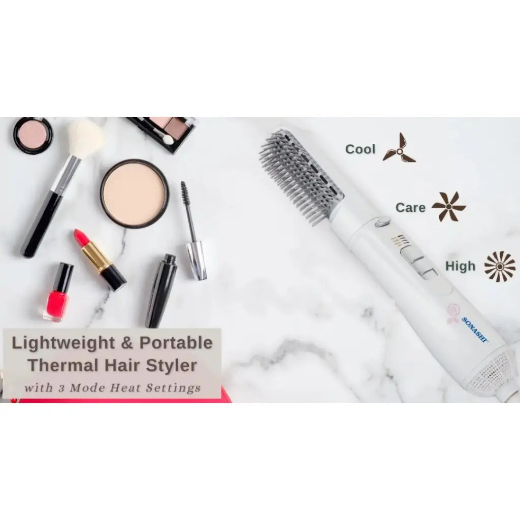 Sonashi 4-in-1 Hair Styler β 800W Hot Air Brush with Detachable Thermal Brush, 4 Heat Settings, Frizz-Free Styling Tool for Smooth, Voluminous Hair β White | SHS-2086 - Damoo