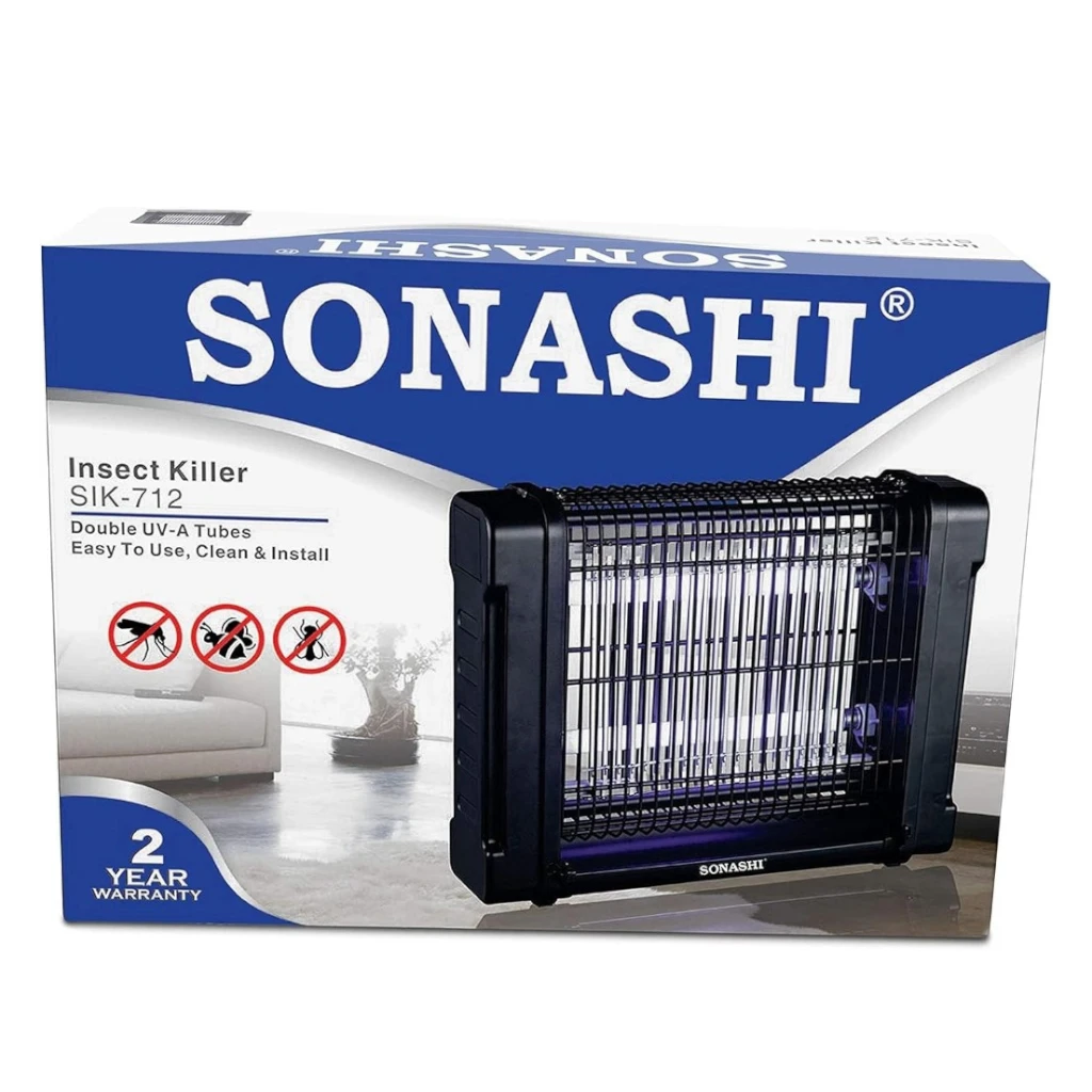 Sonashi Electric Insect Killer SIK-712N – Powerful UV-A Mosquito Zapper with 2700V Electric Grid, Removable Tray, Odor-Free, Indoor/Outdoor Use, 100m² Coverage - Damoo