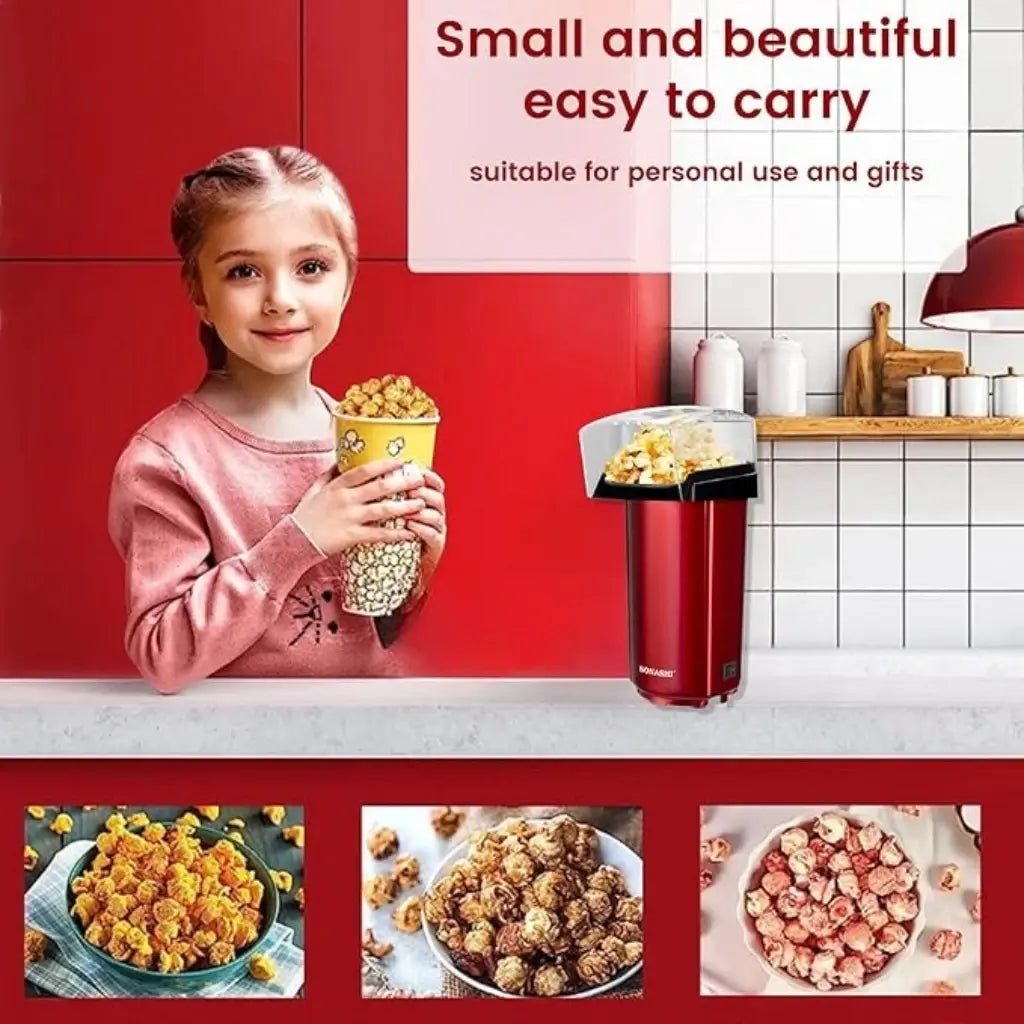 Sonashi Hot Air Popcorn Maker – Oil-Free, 40ml Capacity, 900W, Classic Style Design with Detachable Cap, On/Off Switch & Non-Slip Feet | Compact & Easy to Clean – Red (SPCM-101) - Damoo