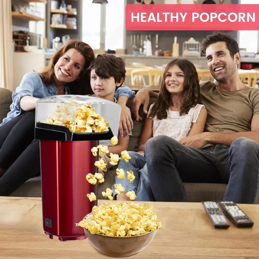 Sonashi Hot Air Popcorn Maker – Oil-Free, 40ml Capacity, 900W, Classic Style Design with Detachable Cap, On/Off Switch & Non-Slip Feet | Compact & Easy to Clean – Red (SPCM-101) - Damoo