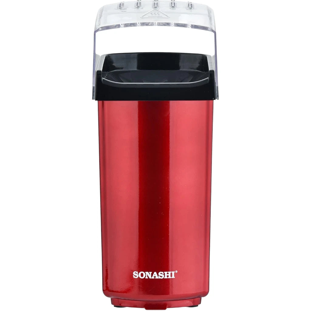 Sonashi Hot Air Popcorn Maker – Oil-Free, 40ml Capacity, 900W, Classic Style Design with Detachable Cap, On/Off Switch & Non-Slip Feet | Compact & Easy to Clean – Red (SPCM-101) - Damoo