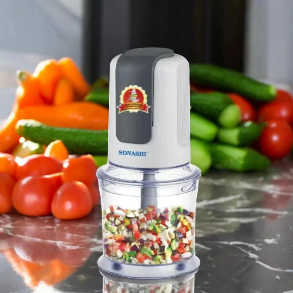 Sonashi Kitchen Chopper – 500W Electric Chopper with 500ML Capacity - Double Blade System - Safety Lock Mechanism - 2-Speed Push Down Operation - Ideal for Chopping & Blending - Compact Design - SMC-12 - Damoo