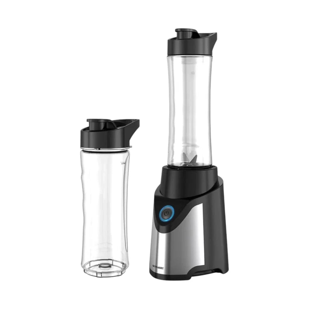 Sonashi Portable Sports Blender – 300W Smoothie Maker with One-Touch Operation, 570ML BPA-Free Travel Bottle, Stainless Steel Blades, Overheat Protection, LED Power Light, SB-184 - Black/Silver - Damoo
