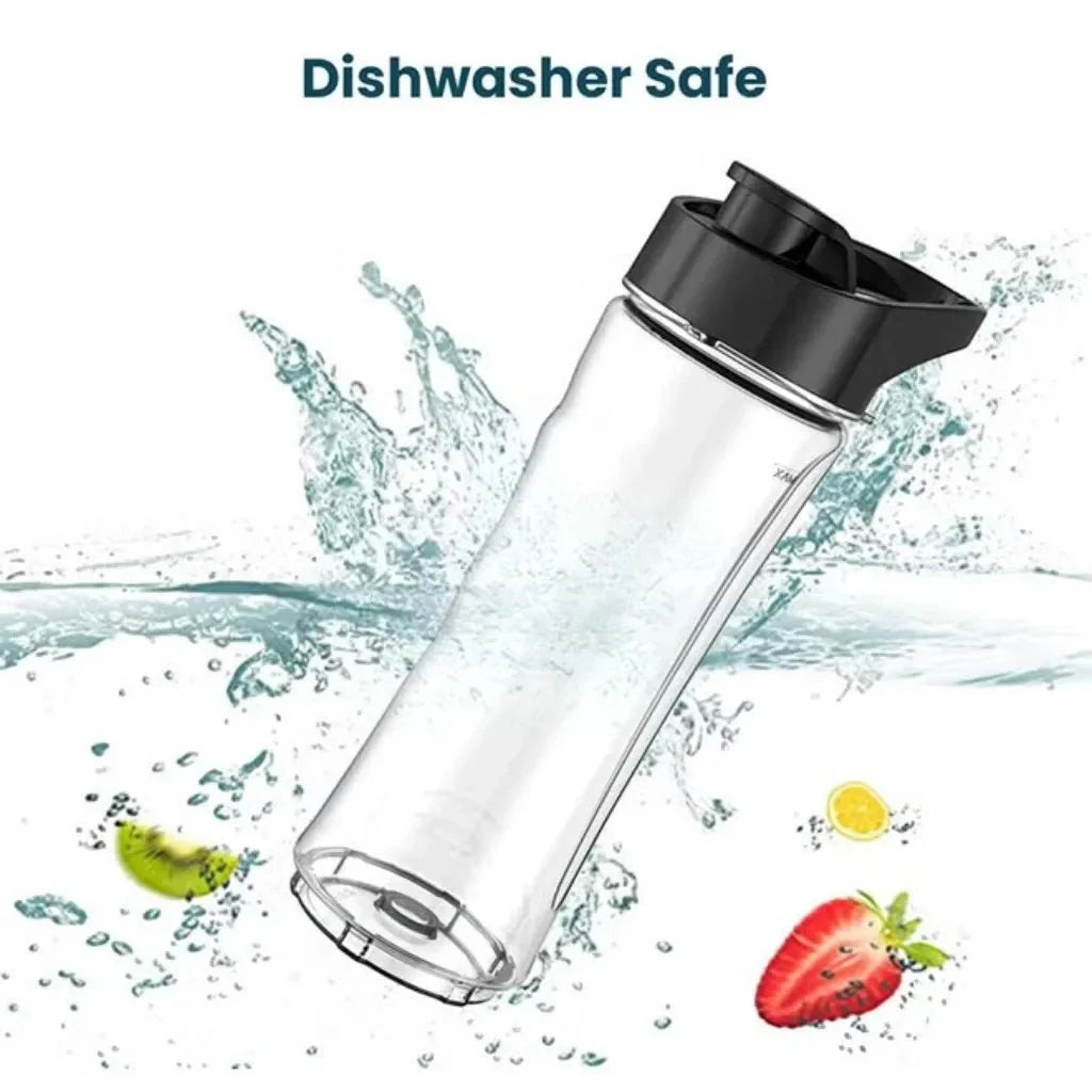 Sonashi Portable Sports Blender – 300W Smoothie Maker with One-Touch Operation, 570ML BPA-Free Travel Bottle, Stainless Steel Blades, Overheat Protection, LED Power Light, SB-184 - Black/Silver - Damoo