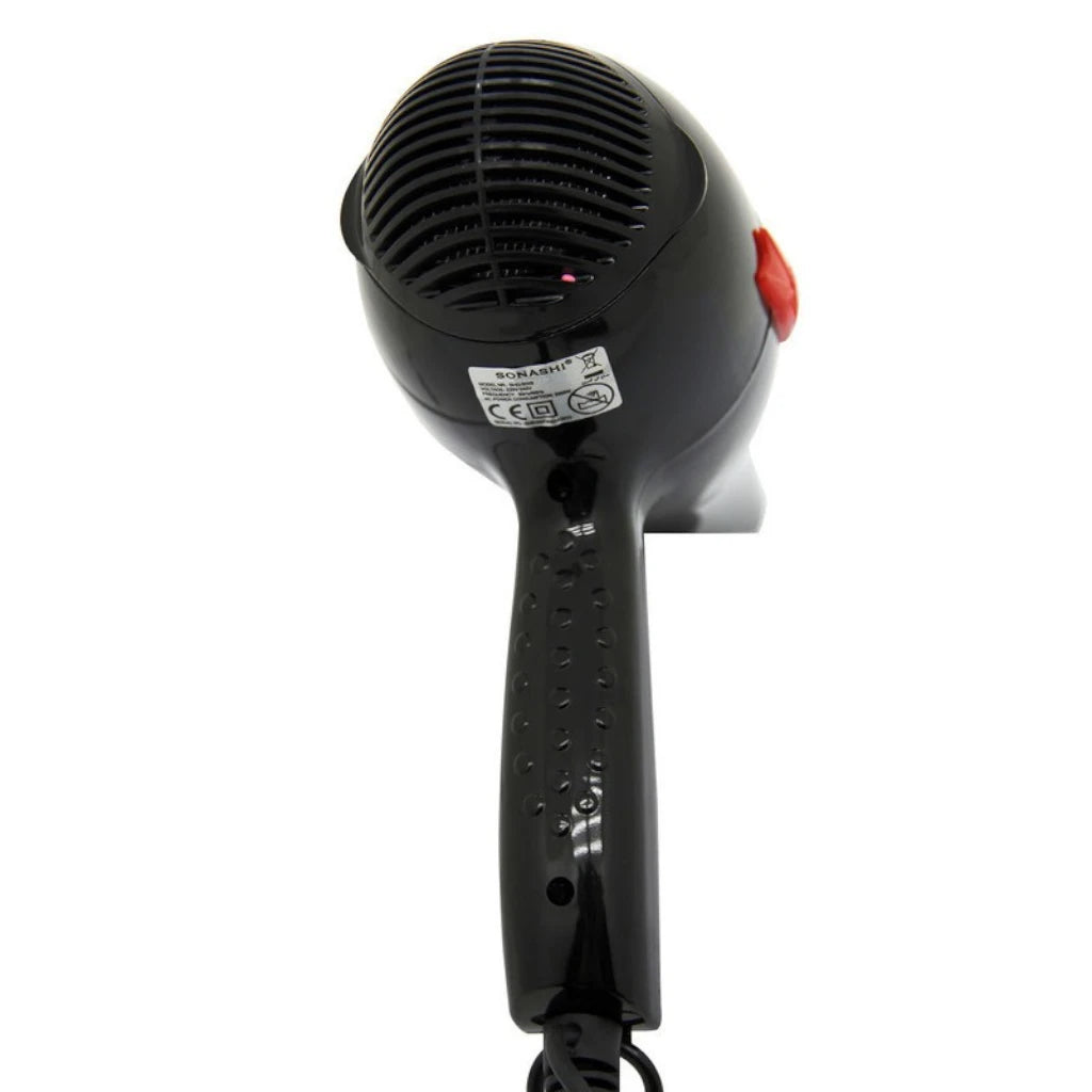Sonashi Professional Hair Dryer โ 2000W Hot & Cold Wind Dryer with AC Motor, 2 Heat & Speed Settings, Nozzle Attachment, Lightweight Design for All Hair Types โ Black | SHD-3009 - Damoo