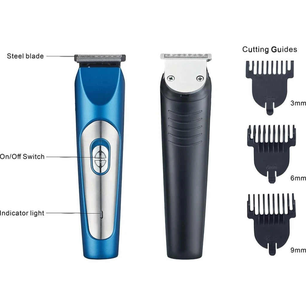 Sonashi Rechargeable Hair Clipper – Cordless Beard Trimmer with Stainless Steel Blades, 60-Min Runtime, 600mAh Ni-CD Battery, USB Charging, LED Indicator & 3 Guide Combs – Blue - SHC-1033N - Damoo