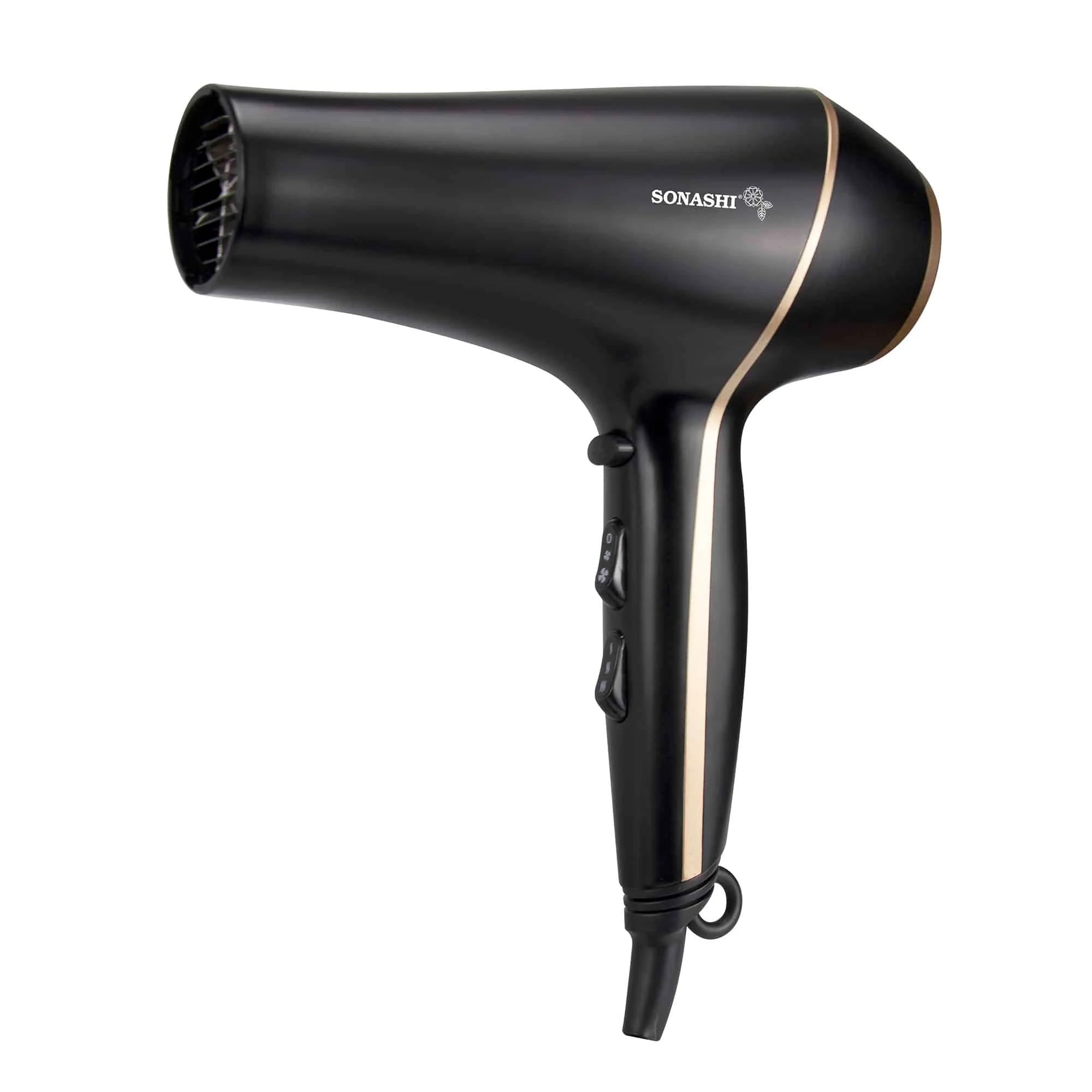 Sonashi SHD-5004 Hair Dryer 2000W with Cool & Hot Air, 3 Heat & 2 Speed Settings, Cool Shot, DC Motor, Overheat Protection, Removable Nozzle β Black - Damoo