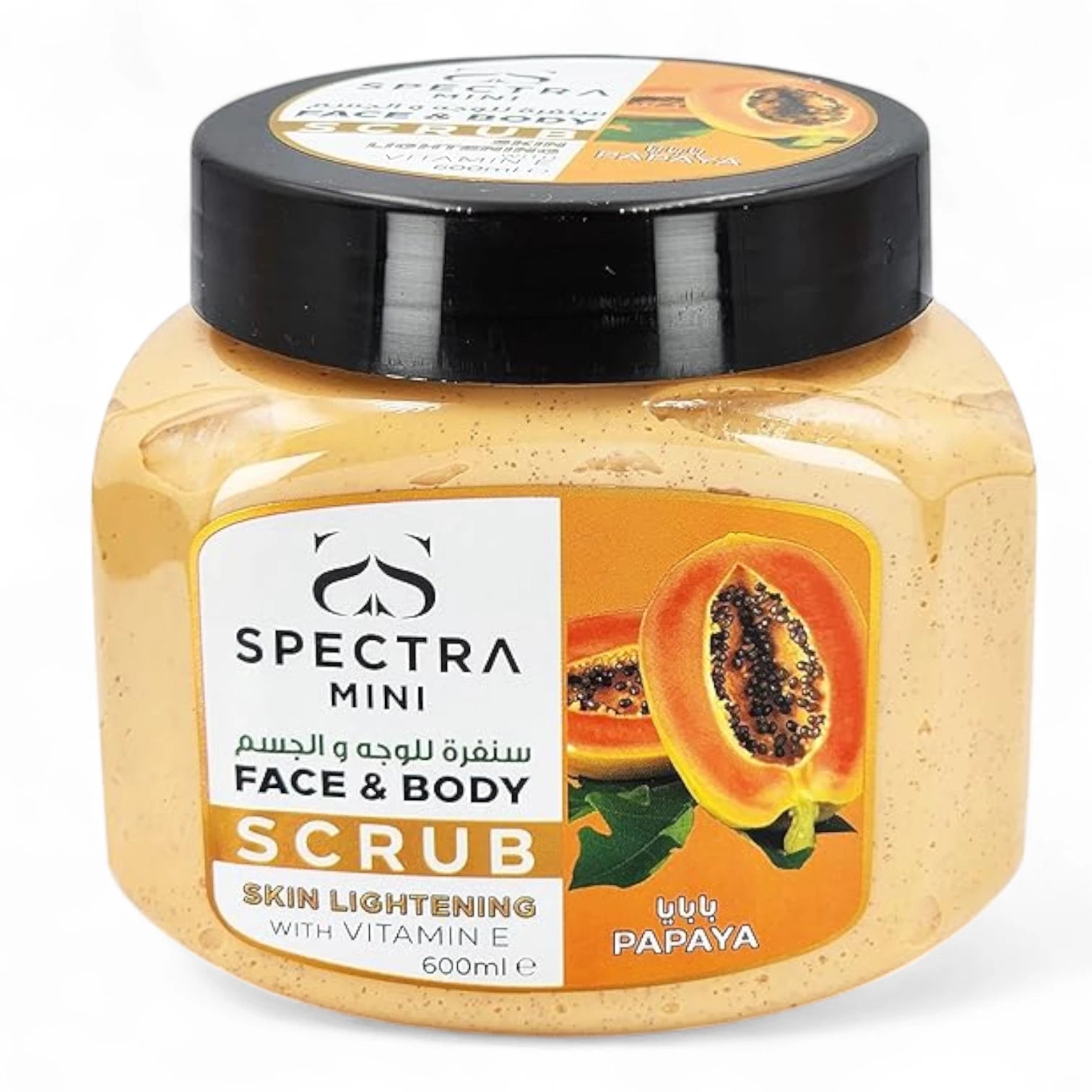 Spectra Mini Face & Body Papaya Scrub β Skin Lightening with Vitamin E, Deep Exfoliating & Hydrating Formula β 600ml - Damoo