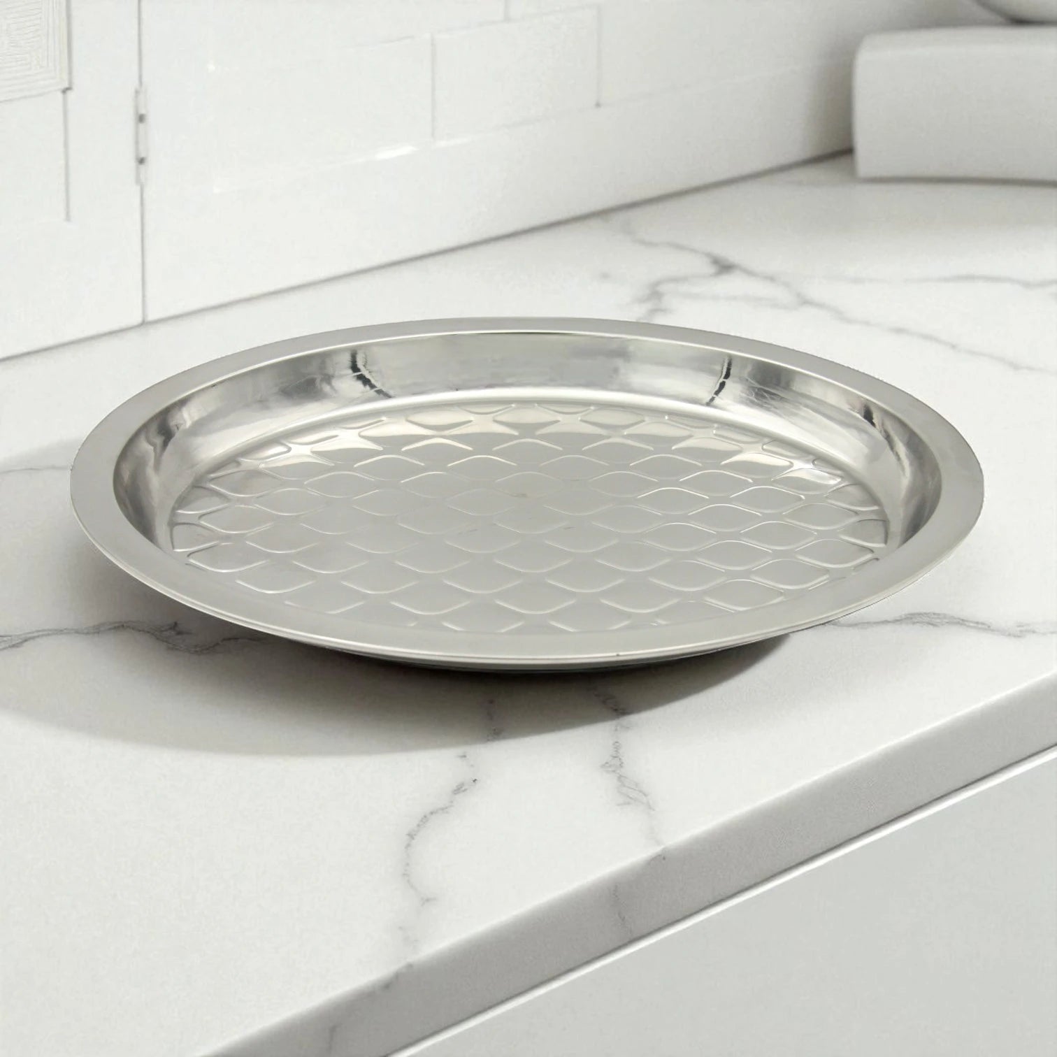 Stainless Steel Multipurpose Serving Tray – Traditional & Durable Fruit, Snack, and Religious Ceremony Tray - Damoo