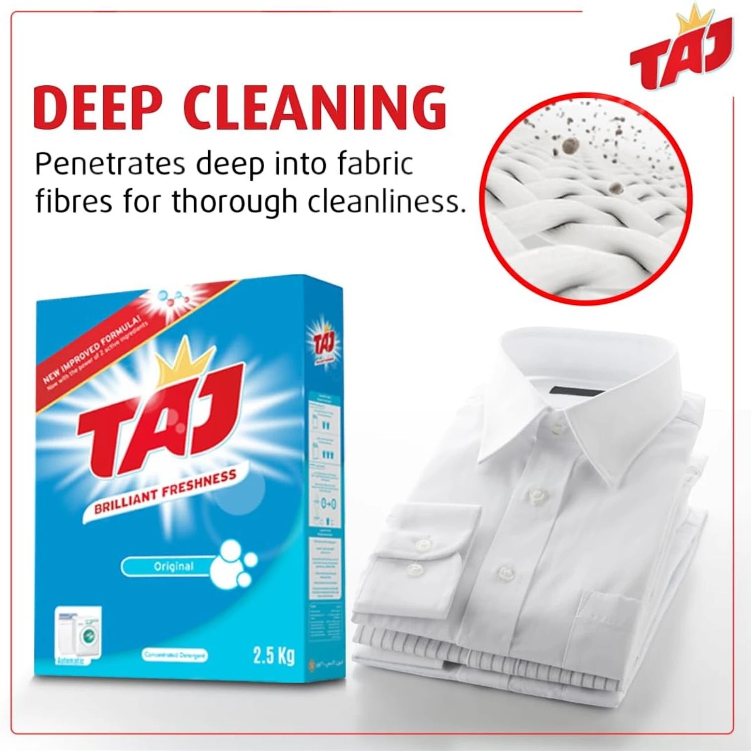 Taj Washing Powder 2.5 kg– Powerful Laundry Detergent for Automatic Washing Machines – Deep Cleaning with Long-Lasting Fresh Scent – Gentle on Fabrics – Multipurpose Laundry Powder for Hand & Machine Wash - Damoo