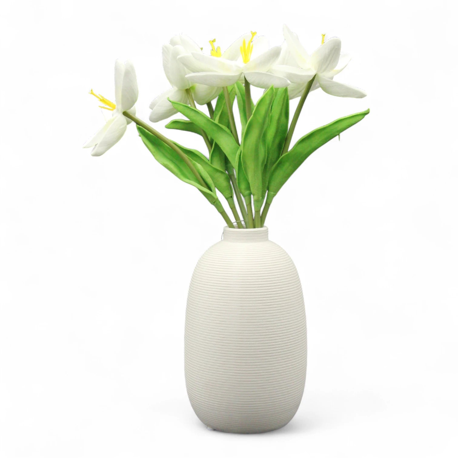 Tall White Flower Vase – Minimalist Decorative Centerpiece for Fresh or Dried Flowers, Pampas Grass & Modern Home Décor - Damoo