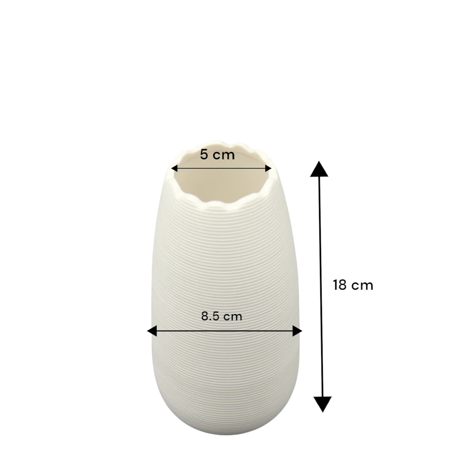 Textured White Ceramic Vase with Wavy Rim – Minimalist Modern Decorative Vase for Flowers, Shelves, and Tabletop Styling - Damoo