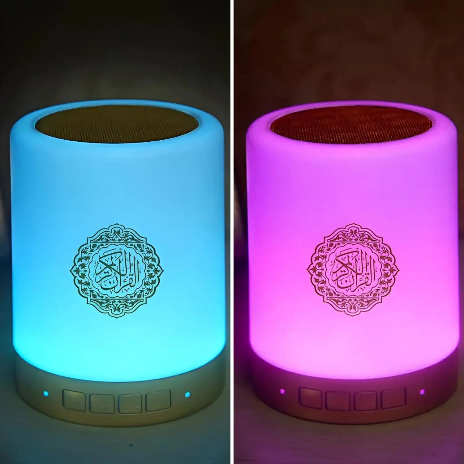 Touch Lamp Quran Speaker with Bluetooth, 8GB Memory, 18 Translations, Remote Control, MP3, FM Radio, Tafseer & HD Sound – Rechargeable LED Islamic Speaker for Kids & Adults - Damoo