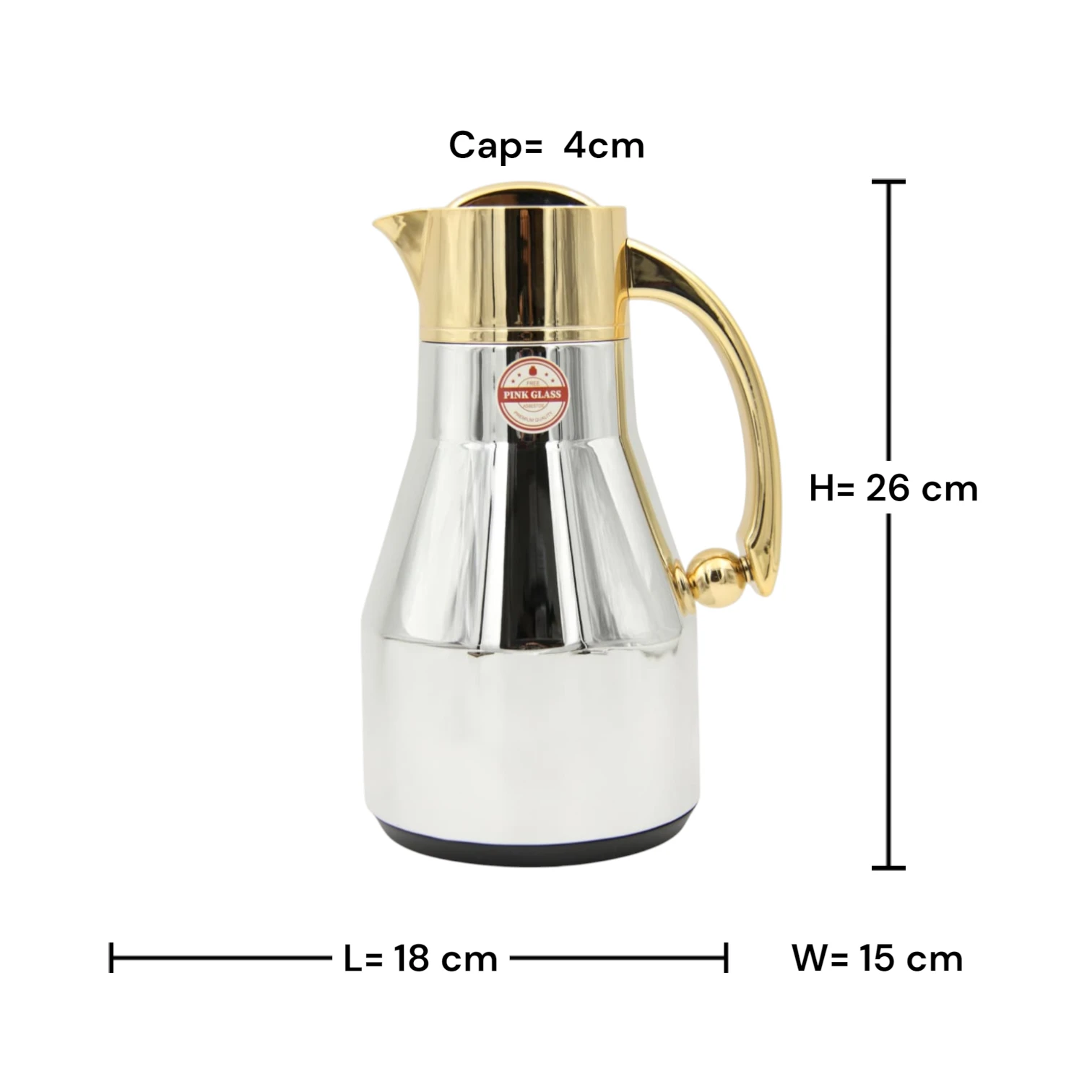 Red Home Premium Vacuum Thermal Coffee & Tea Flask with Gold Handle – Insulated Stainless Steel Arabic Dallah Style Serving Pot - Damoo