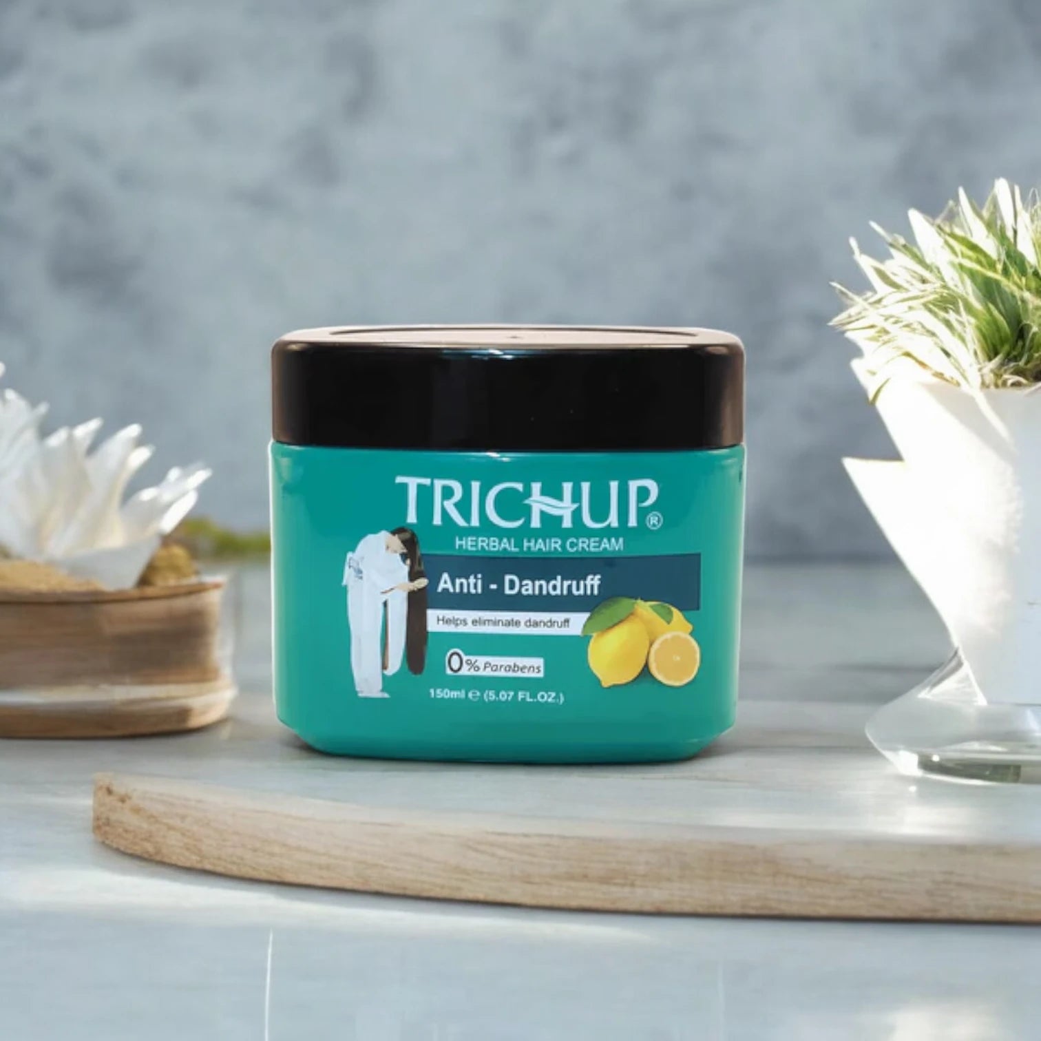 Trichup Anti Dandruff Herbal Hair Cream 150ml – Neem, Tea Tree, Rosemary & Lemon – For Soft, Flaky-Free, Healthy Hair - Damoo