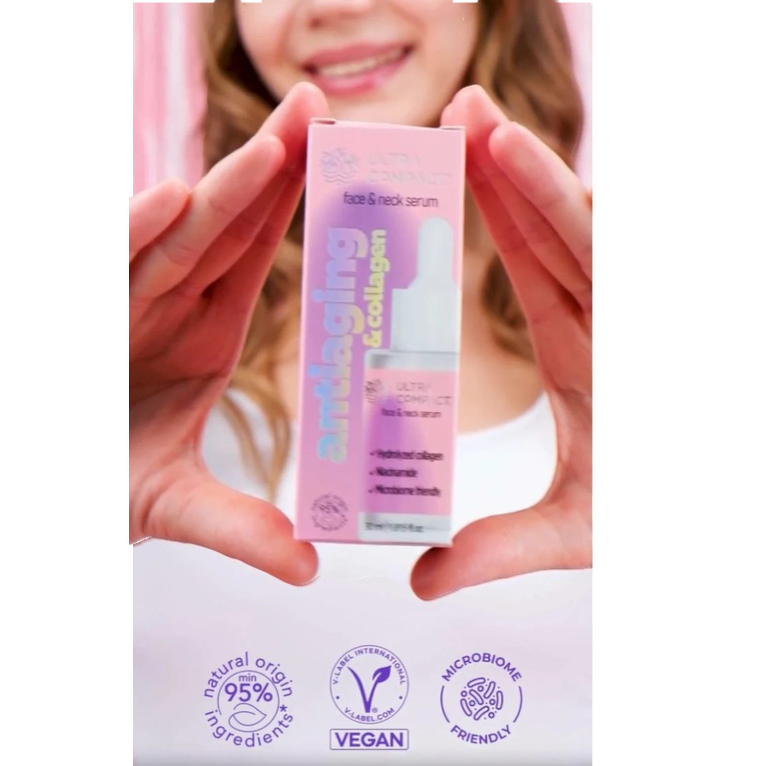Ultra Compact Anti-Aging Face & Neck Serum | With Hydrolyzed Collagen & Niacinamide | Lifting, Firming & Wrinkle Reduction – 30ml | Vegan & Cruelty-Free - Damoo