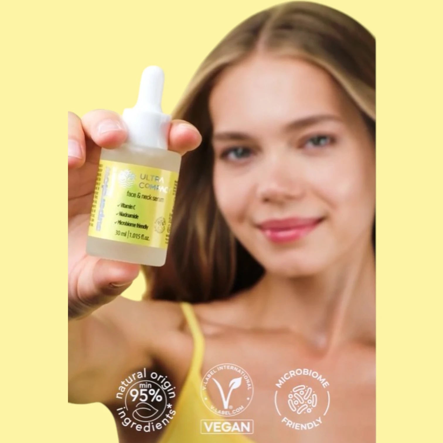 Ultra Compact Vitamin C Face & Neck Serum | Brightening with Niacinamide & Antioxidants | Microbiome-Friendly, Vegan & Cruelty-Free – 30ml - Damoo