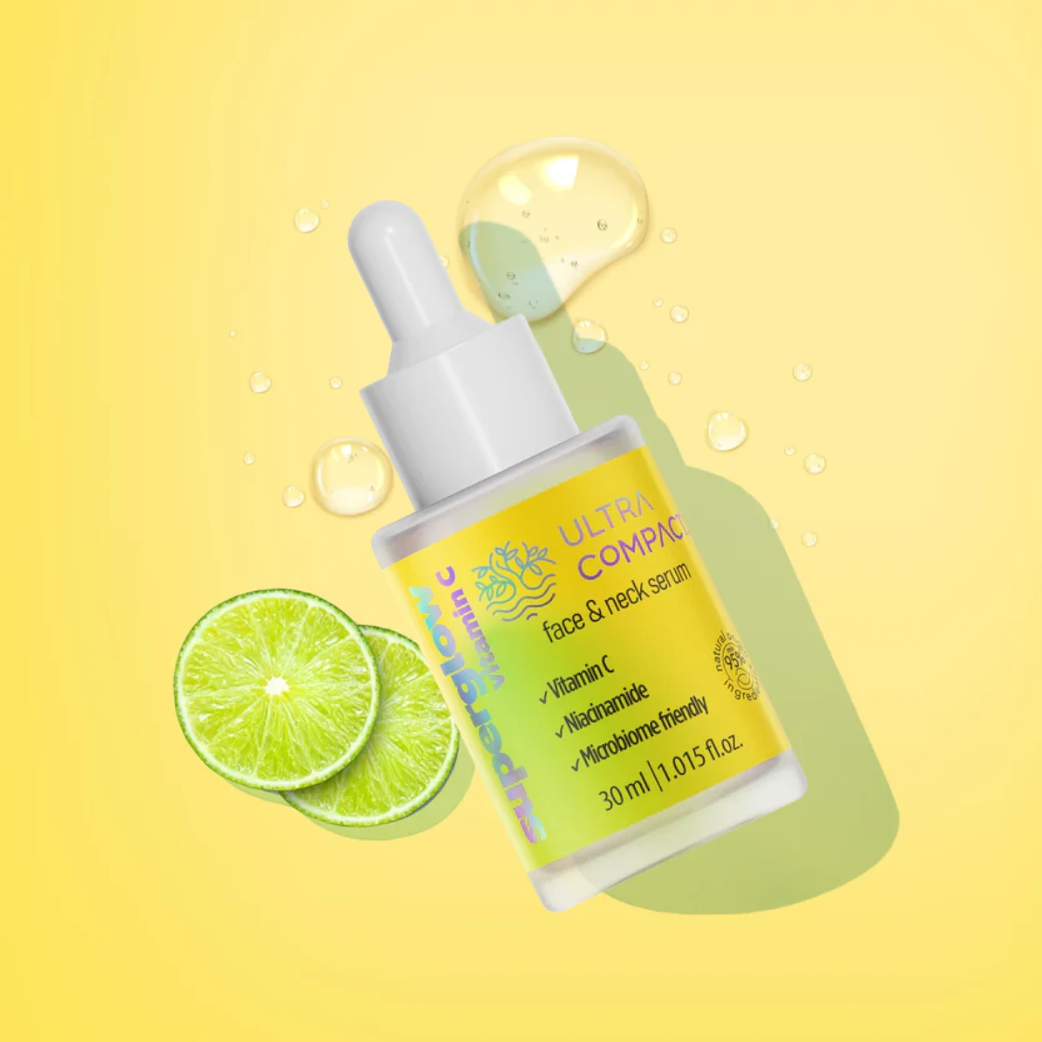 Ultra Compact Vitamin C Face & Neck Serum | Brightening with Niacinamide & Antioxidants | Microbiome-Friendly, Vegan & Cruelty-Free – 30ml - Damoo