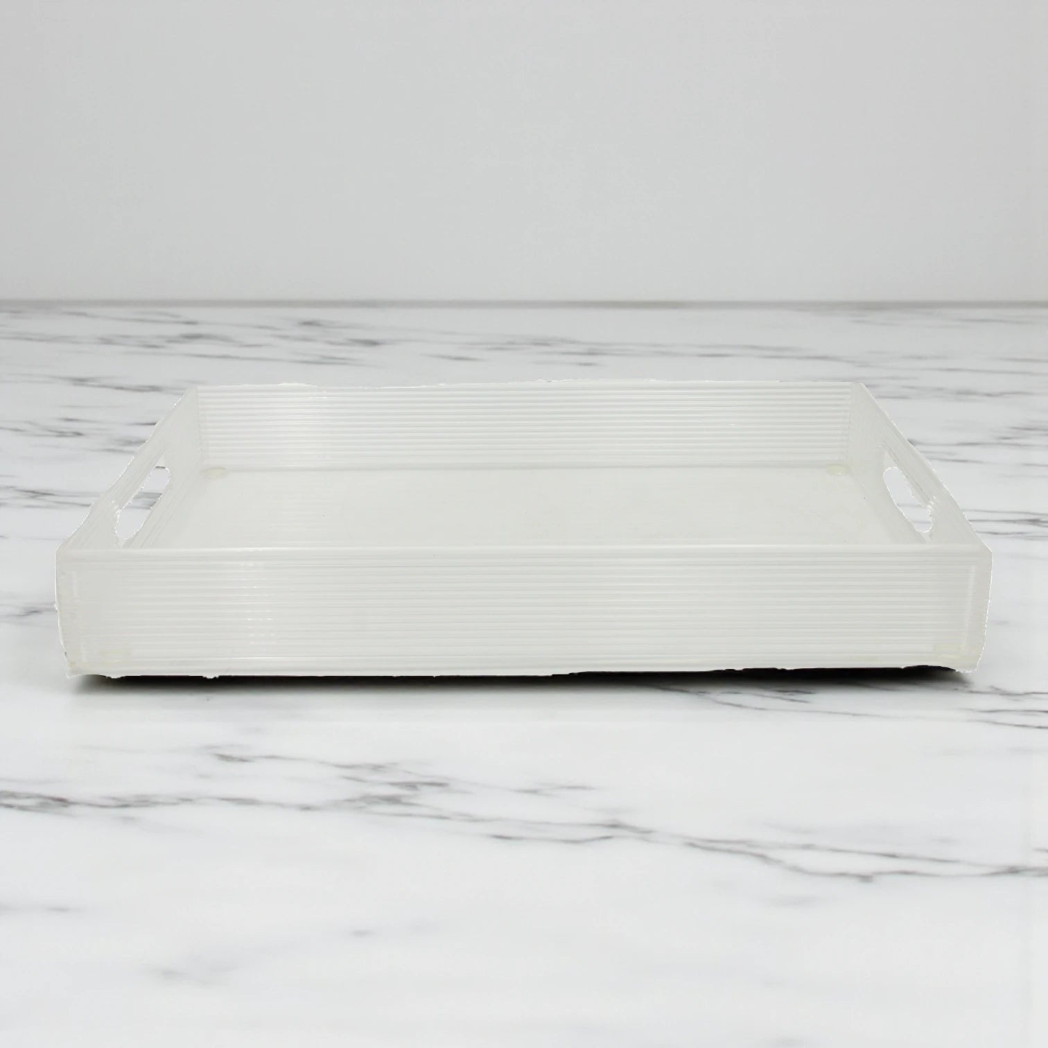 Vague Clear Acrylic Rectangular Serving Tray with Handles – Minimalist Organizer Tray for Home, Office, Kitchen & Events - Damoo