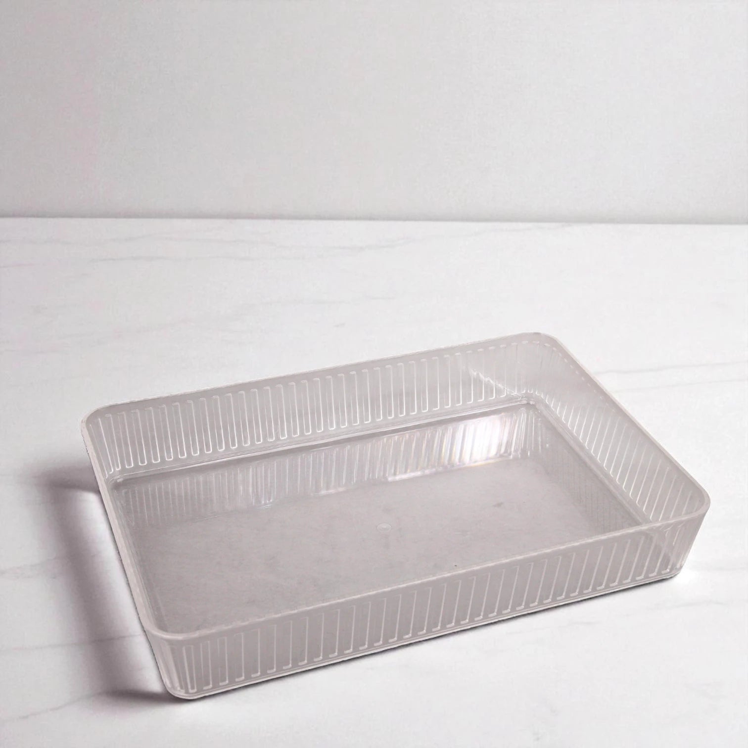 Vague Clear Acrylic Rectangular Serving Tray with Lid – Elegant Design, Durable & Lightweight, Ideal for Sweets, Snacks, or Display – Multipurpose Storage Box with Handle Lid - Damoo