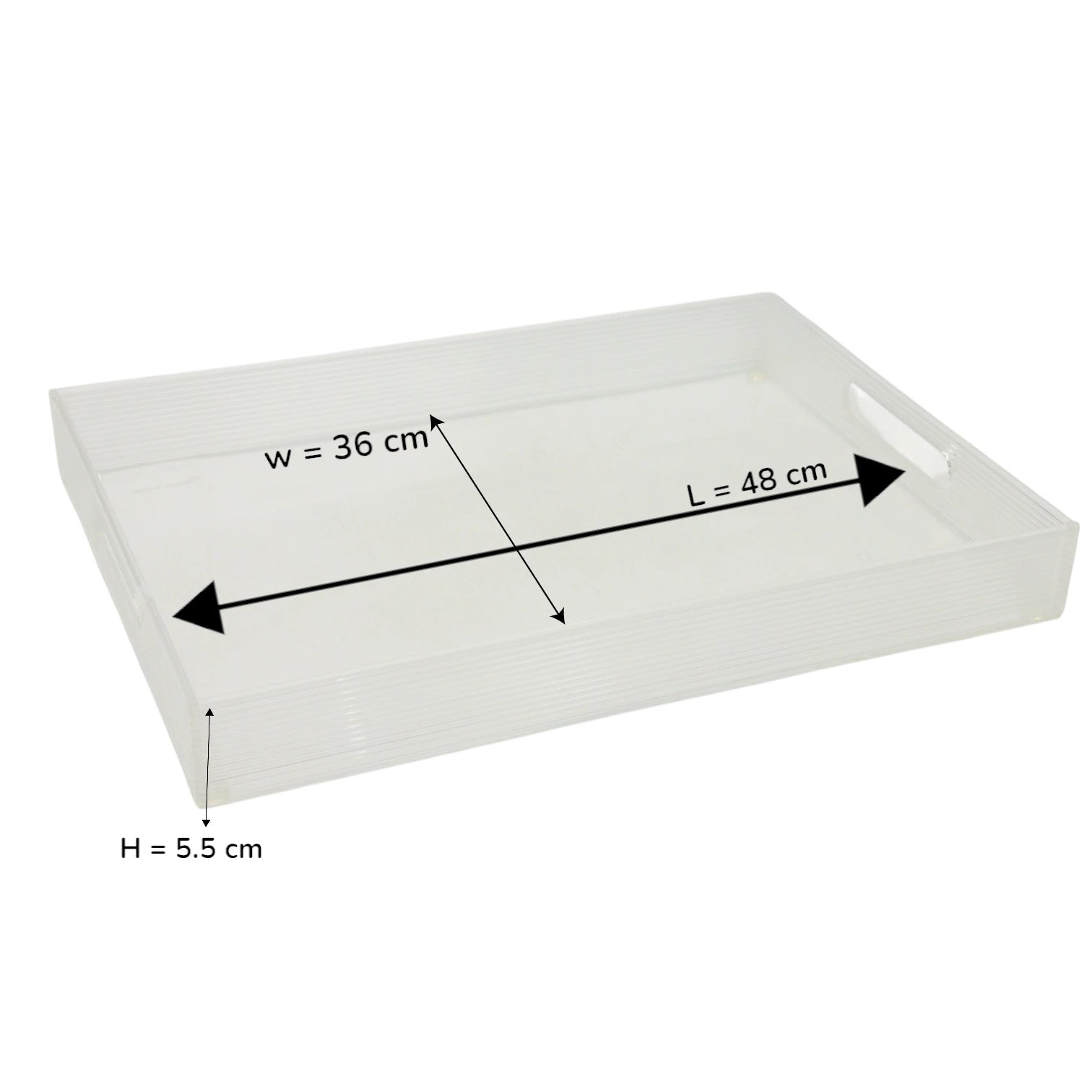 Vague Premium Clear Acrylic Serving Tray – Modern Rectangular Organizer Tray with Elegant Ribbed Edges & Built-In Handles – Perfect for Home, Office, Vanity, or Coffee Table Décor - Damoo