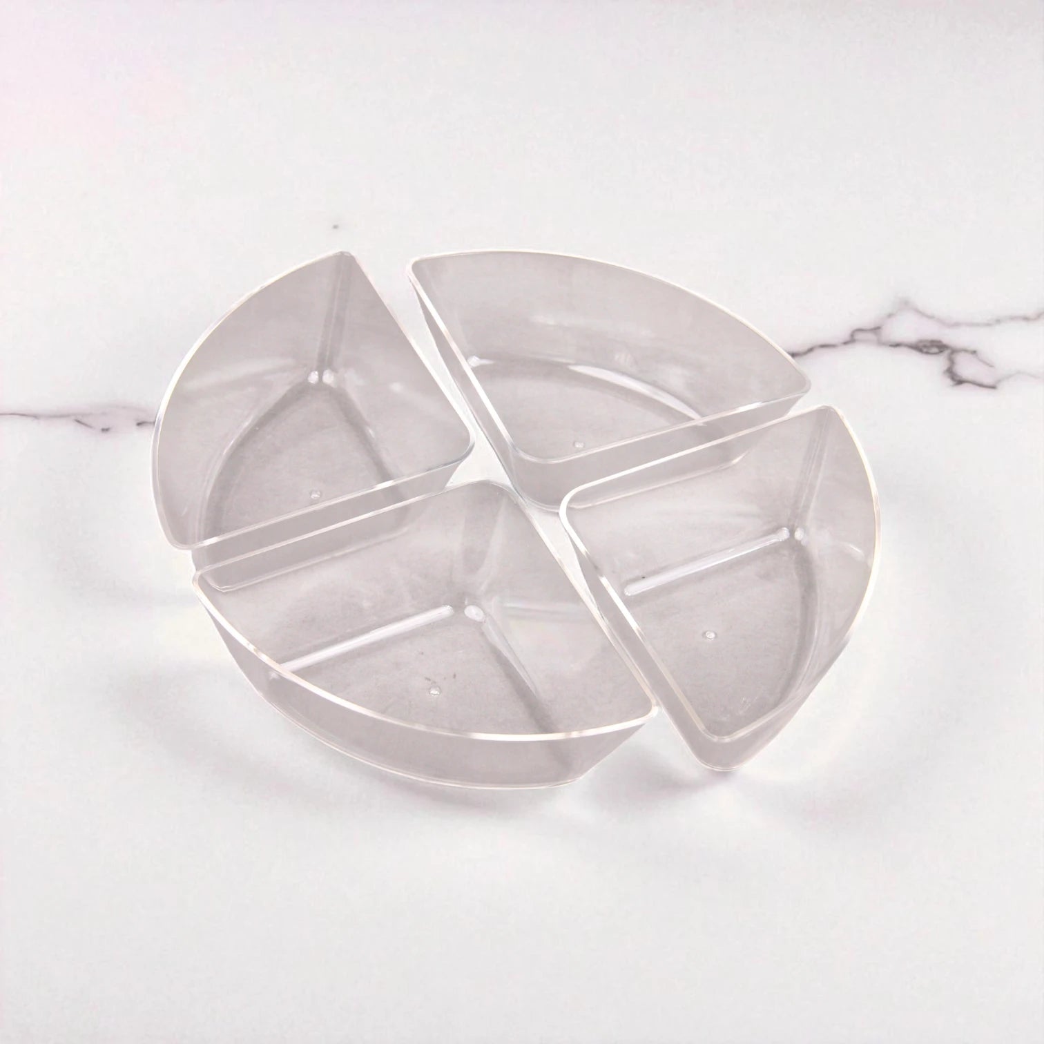 Vague Round Acrylic Sectioned Serving Tray with Lid – 5-Compartment Clear Organizer for Snacks, Sweets, or Dry Fruits – Elegant Display with Handle, Durable & Lightweight - Damoo