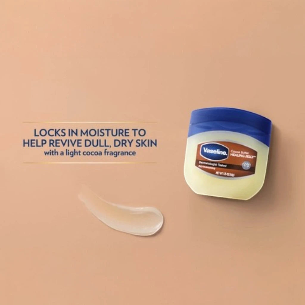 Vaseline Cocoa Butter Moisturizing Petroleum Jelly – Heals Dry, Damaged Skin - Non-Comedogenic & Hypoallergenic-250ml & 450 ml - Damoo