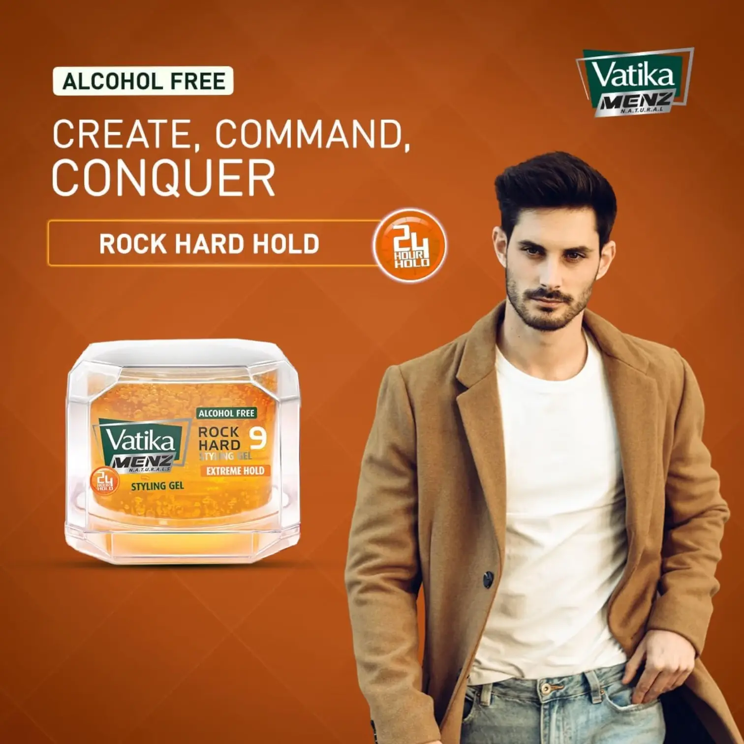 Vatika Naturals Menz Extreme Hold Hair Gel – 200ml x 2 Value Pack – Rock Hard 24-Hour Hold with Cactus, Nettle & Olive Extracts – Alcohol-Free, Flake-Free Styling Gel for All Hair Types - Damoo