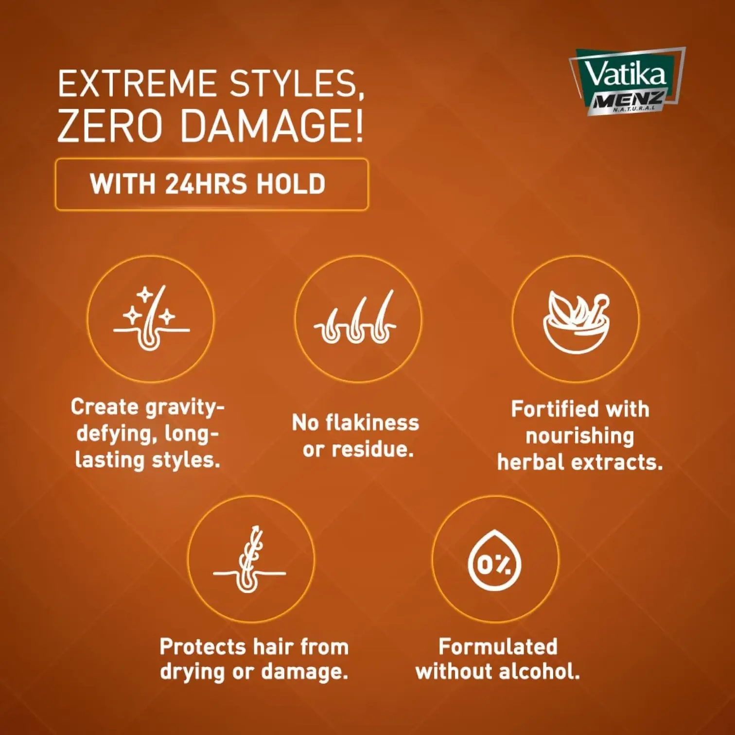 Vatika Naturals Menz Extreme Hold Hair Gel – 200ml x 2 Value Pack – Rock Hard 24-Hour Hold with Cactus, Nettle & Olive Extracts – Alcohol-Free, Flake-Free Styling Gel for All Hair Types - Damoo