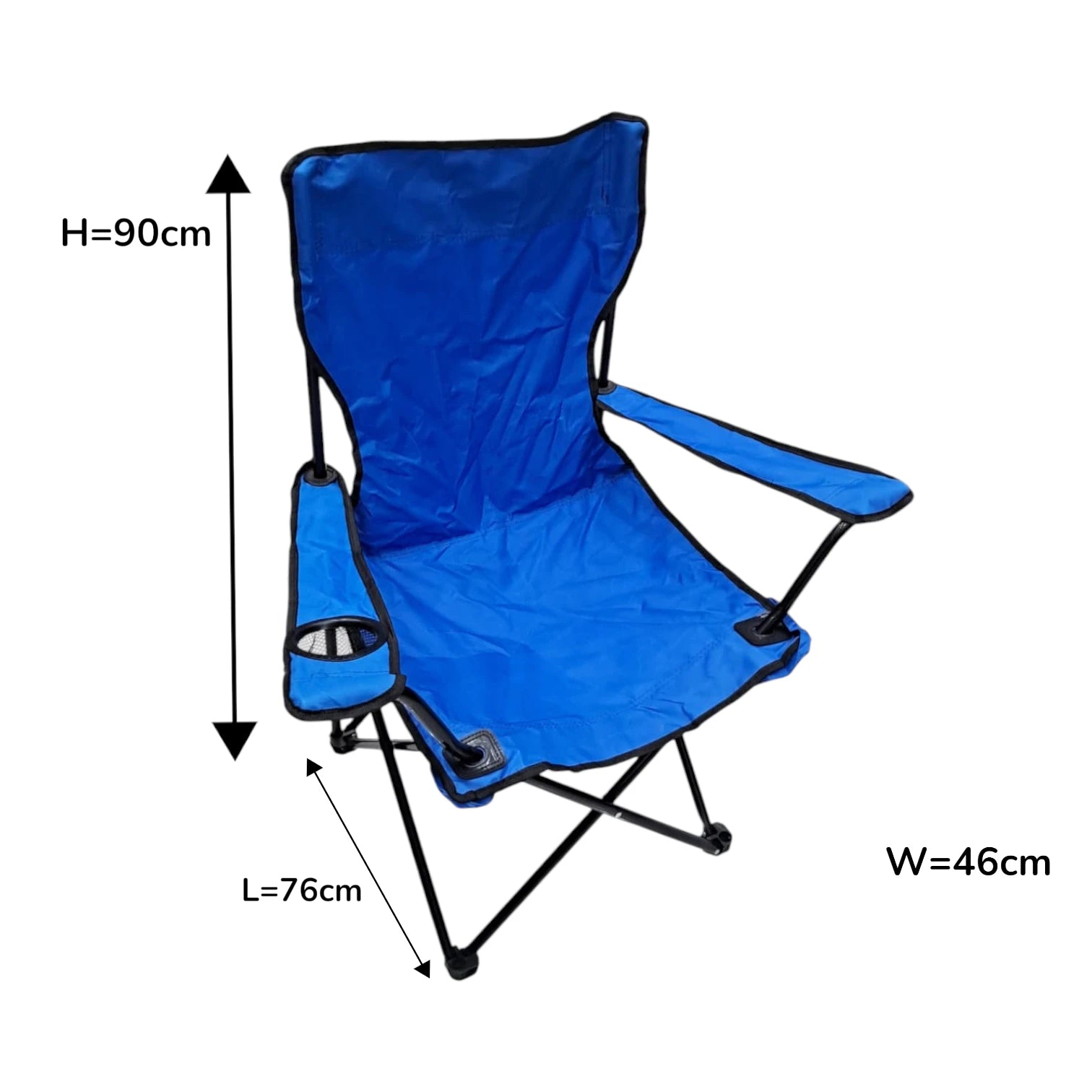 Folding Camping Chair with Cup Holder – Portable Fishing & Outdoor Chair, Lightweight and Durable Foldable Seat for Camping, Beach, Picnic, and Travel – W46 x H90 x L76 cm - Damoo