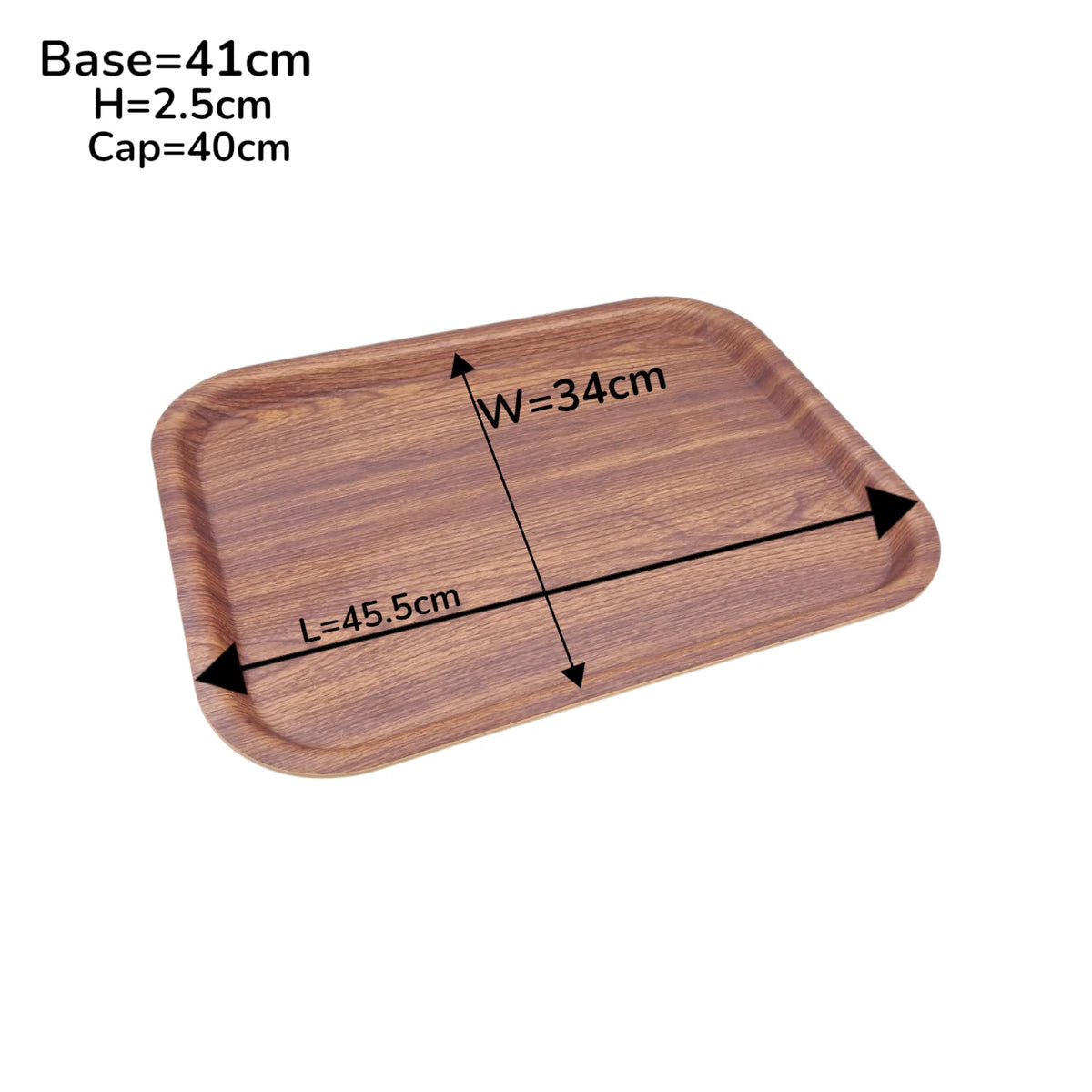 Evelin Rectangular Serving Tray Wood Design | Large Turkish-Made Plastic Tray for Food, Drinks & Snacks | Durable, Lightweight & Easy to Clean