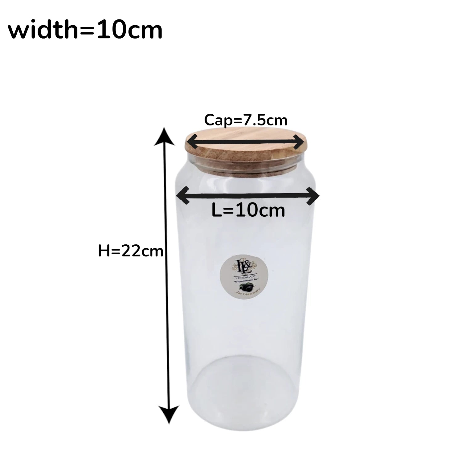 Lord & Lady Jar Glassware – Elegant Clear Glass Storage Jar with Airtight Wooden Lid | Premium Kitchen Organizer for Coffee, Sugar, Spices & Dry Foods
