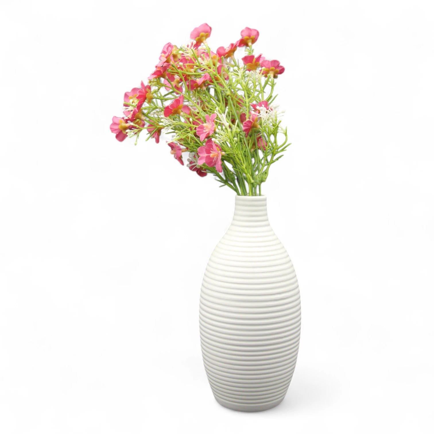 White Ceramic Flower Vase – Minimalist Matte Vase for Modern Home Décor, Centerpieces & Fresh or Dried Floral Arrangements - Damoo