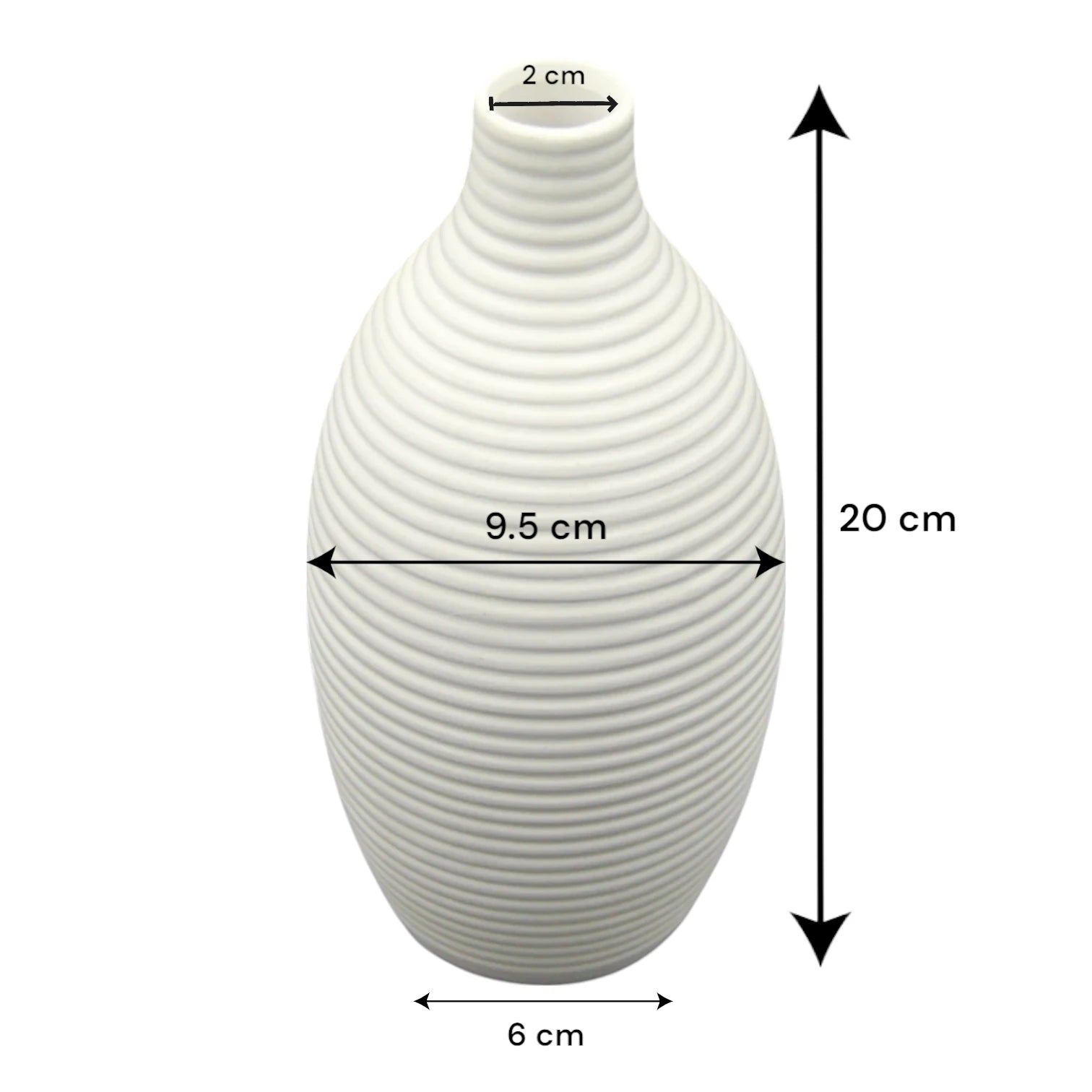 White Ceramic Flower Vase – Minimalist Matte Vase for Modern Home Décor, Centerpieces & Fresh or Dried Floral Arrangements - Damoo