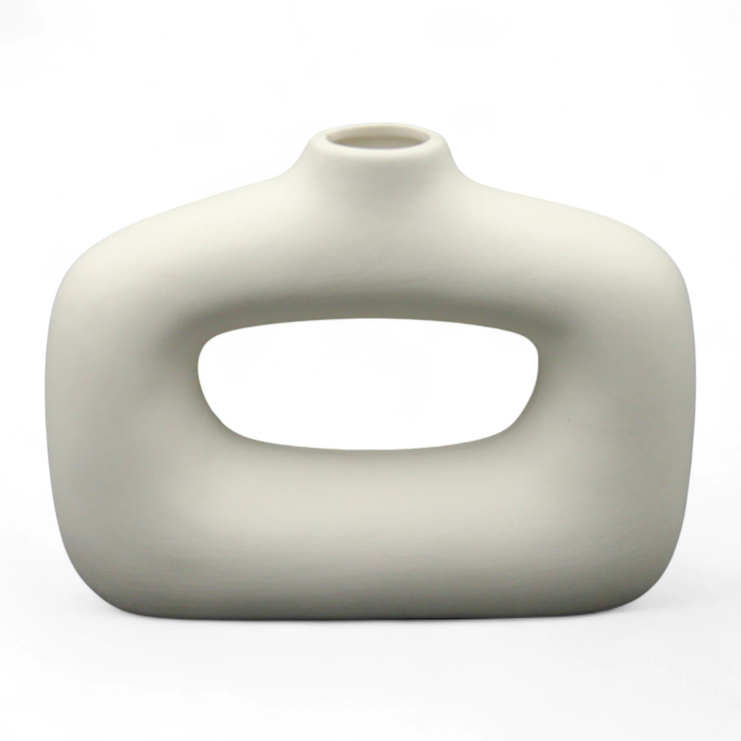 White Ceramic Geometric Flower Vase – Unique Hollow Design Modern Vase for Home & Office Décor, Dining Table or Shelf Centerpiece - Damoo