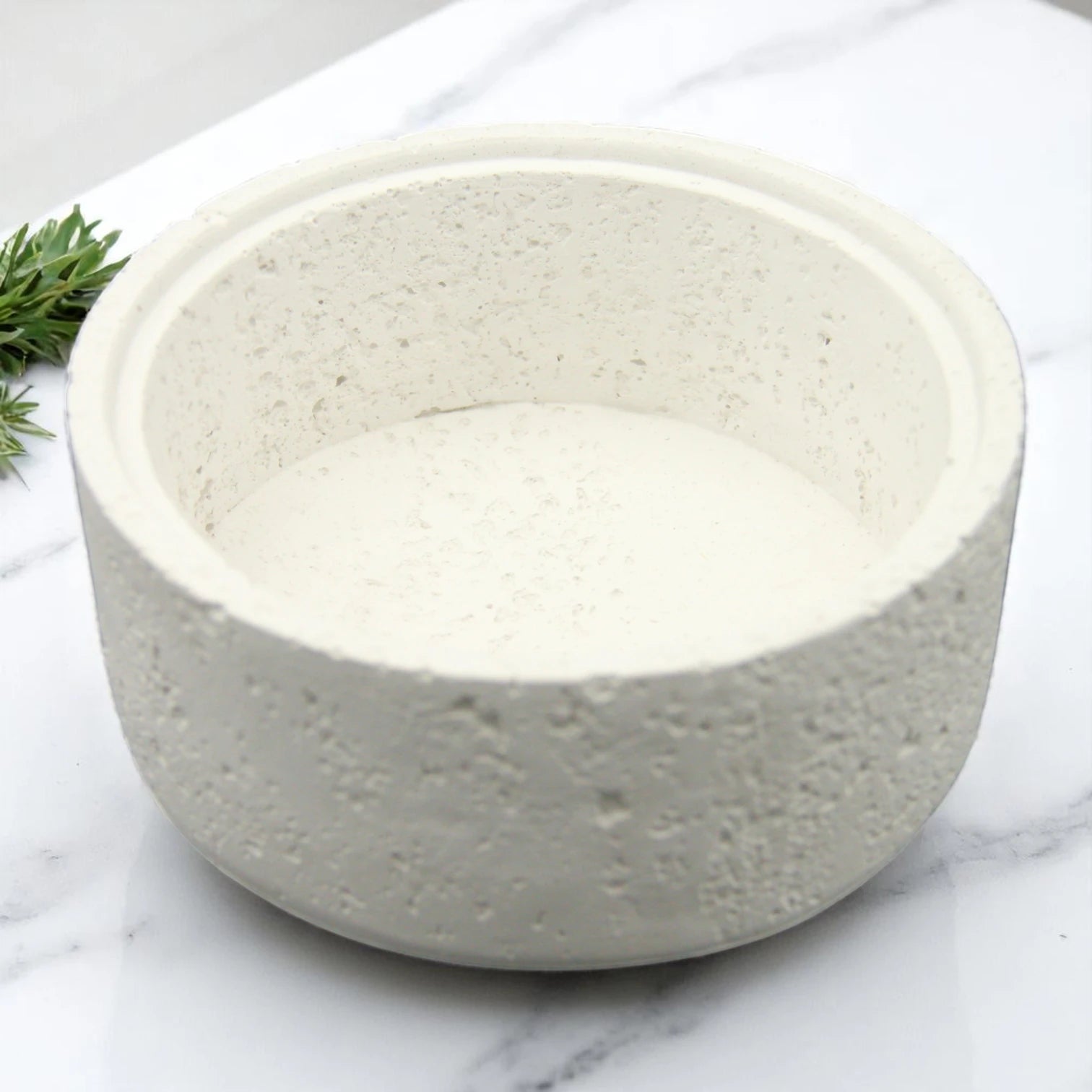 White Stone Storage Bowl with Black Lid – Multipurpose Decorative Bowl with Handle for Bathroom, Vanity & Kitchen Organization - Perfect for Candies, Nuts, Soaps & More - Damoo