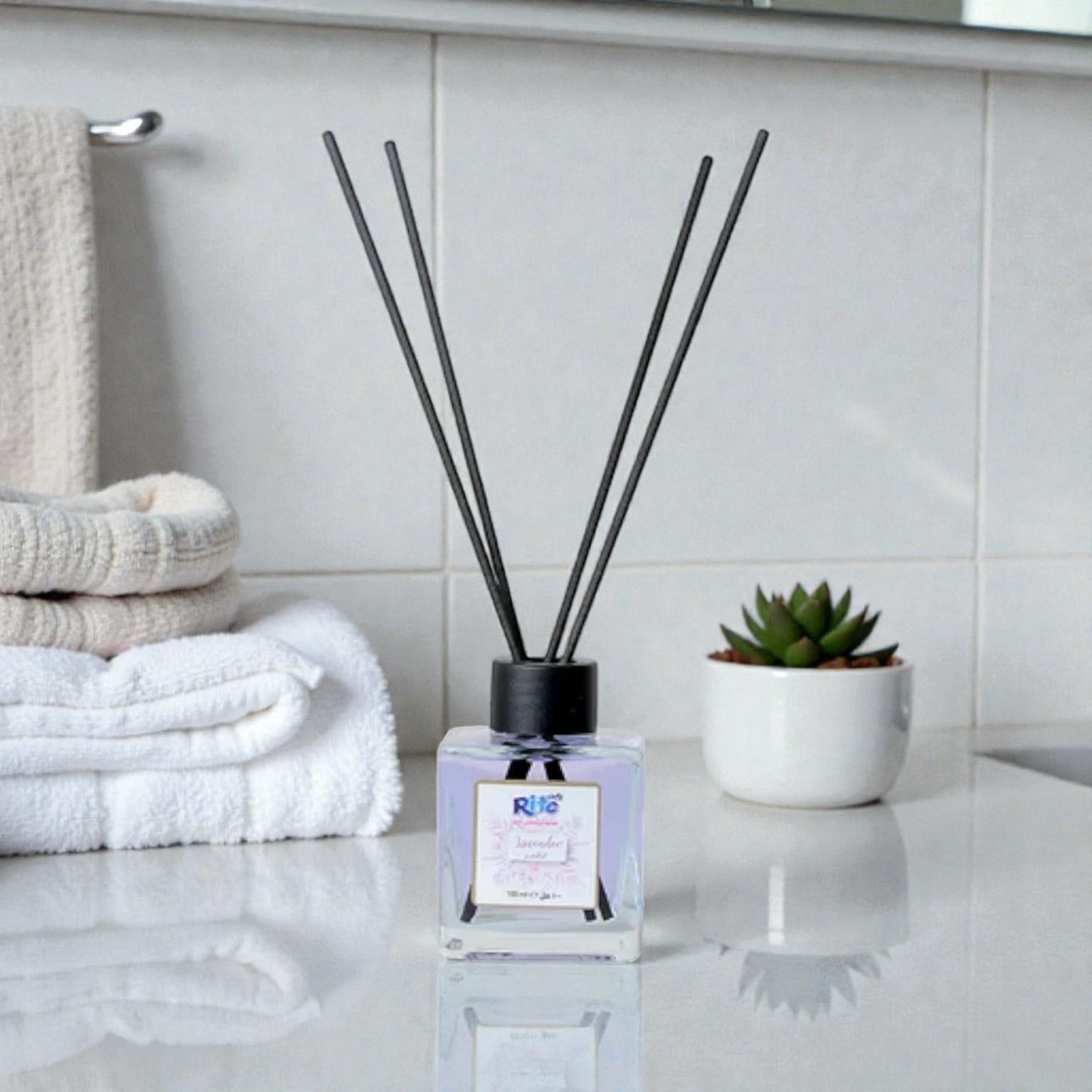 Rite Lavender Reed Diffuser – Calming & Long-Lasting Home Fragrance in Decorative Glass Bottle – 100ml Room Freshener - Damoo